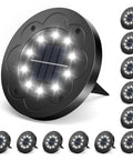 14 Pack Solar In Ground Pathway Lights With 10 LED Bulbs Each, Waterproof Outdoor Landscape Lighting, front view