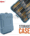 Hi-Spec 130-piece drill bit set in blue plastic storage case with HSS titanium, masonry and brad-point bits