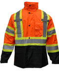 High Visibility Rain Suit With Jacket And Pants Class 3 ANSI ISEA 107 2015 Orange XL Waterproof Oxford Shell Mesh Liner
