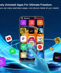 All In One Portable MP3 Player With Bluetooth And WiFi, 144GB Storage, 4 Inch Full Color Touch Screen showing app icons