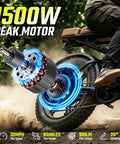 Close-up of the Beast 1500W Peak Electric Bike for Adults with fat tire rear wheel and motor, highlighting torque in action.