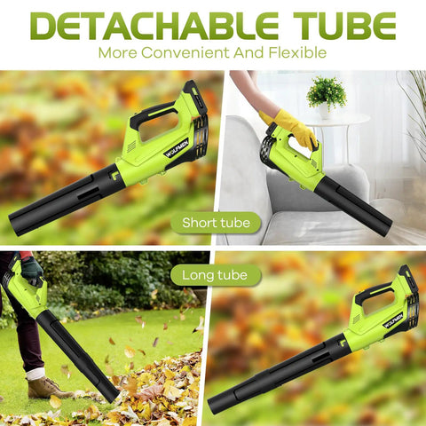 Cordless Leaf Blower With 2 Batteries And Charger, showcasing detachable tube and lightweight design for yard cleanup