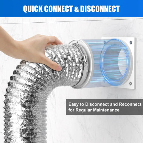 Magnetic Dryer Vent Connection Kit With Self Aligning Airtight Seal And Hands Free Quick Connect Disconnect in use