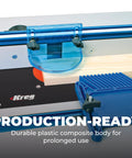 Real Deal Adjustable Featherboard For Router Table And Table Saw Safety Workholding Wedge Lock Mount Fits Miter Slot T Track with blue composite body.