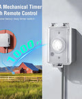 Heavy Duty 240 Volt Pool Pump Timer With 1000 Ft Rf Remote Control, clear weatherproof switch mounted outdoors.
