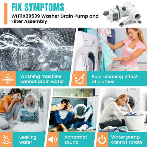 Washer Drain Pump Filter Replacement For GE Front Load Washers Plug And Play Fit With AP8054992 PS16217203 EAP16217203