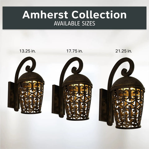 Outdoor Wall Lantern Sconce For Front Door And Patio, 21.25 Inch Exterior Light Fixture In Burnt Umber with Cage Shade