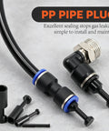 Top Notch 226Pcs Push Connect Air Fittings Kit With Nickel Plated Brass NPT And Metric Cross Adapters For Universal Pneumatic Tool Hookup In The Garage Or Shop. PP pipe plug with black tube and brass elbow fitting