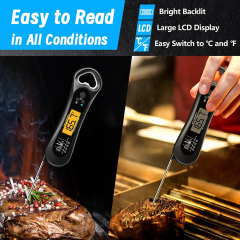 Digital Meat Thermometer With 3 Second Instant Read Temperature Range From 58 Below To 572 Fahrenheit in use on grill