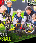 Family team installing colorful 36 piece clip on bike spoke beads for kids wheel decorations multicolor spokey dokeys easy attach outdoors