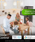 Slick Z Wave Long Range Dimmer Switch With Classic Toggle Design For Effortless Smart Home Control Compatible With Alexa And Google Assistants For No Sweat Diy Installation used in a modern kitchen with a family.