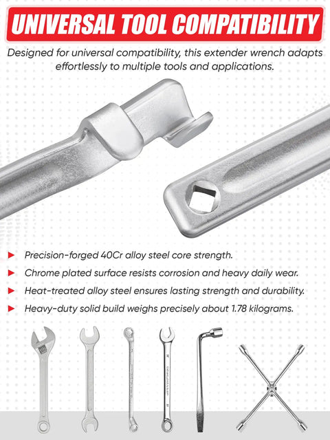 Universal tool compatibility for Wrench Extender Tool Set With 15 Inch Bar And Adapter Heavy Duty Forged Steel 2 Piece Design