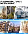 Image showing residential complex, factory workshop, warehouse, shopping mall, and library layouts for installation suitability.