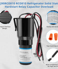RCO810 Refrigerator 3 In 1 Solid State Hard Start Relay Kit With Overload And Start Capacitor 120V showing parts and instructions