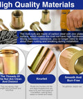1/4-20 Rivet Nuts Zinc Plated Carbon Steel Threaded Insert Rivnut Flat Head UNC 20 Pieces displayed with features and benefits.