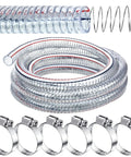 Heavy Duty Steel Wire Flexible PVC Vacuum Hose 1 Inch Inner Diameter 10 Ft With Fasteners Reinforced Clear Tubing Set with Clamps
