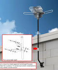 Adjustable Outdoor Antenna Mounting Pole With 1.25 Inch Diameter And 66 Inch Arm, wall mount on building corner