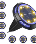 8 Pack Solar Ground Lights IP65 Waterproof LED In Ground Lights for Pathway Yard Garden Deck Driveway Lawn Disk Landscape Lights with Warm White and Blue Ambience