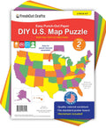 DIY U.S. Map Puzzle Kit With 112 Punch-Out Pieces That Creates 2 Complete Maps Of All 50 States Fits Standard Poster Boards