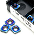 Blue Wear-Resistant Inserts for CCMT060204 and CCMT060208 CNC Lathe Internal Turning Tools, 10 Piece Box KT7030