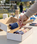Bulk 100 Pack Handheld American Flags On Sticks 4x6 Inches in box for Memorial Day and Fourth of July events distribution