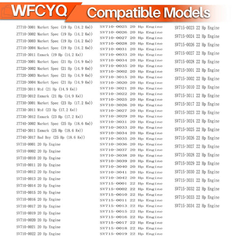 Compatible models chart for Valve Cover Gasket Set For Kohler 7000 Series With Stamped Steel Covers Direct Fit Beefed Up Seal Leak Proof Keeps Your Engine Dry Easy Install Premium Gasket Kit For Leak Prevention.