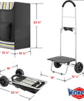 Foldable Grocery Cart With Extra Large Black Bag 220 Lb Capacity Smooth Rolling Two Wheel Trolley dimensions and components