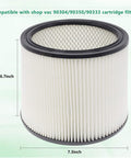 HEPA Cartridge Replacement Filter Compatible With 90304 90350 90333 Models Fits Most 5 Gallon Plus Wet Dry Vacuum Cleaners