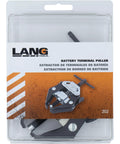 Lang Tools 202 Battery Terminal Puller in packaging, heavy duty jaws, ideal for automotive battery cable removal.