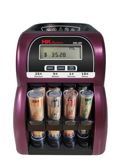 Purple Digital USD Coin Counter And Sorter With LCD Display No Jam Sorting Uber Fast 260 Coins Per Minute Big 400 Coin Hopper