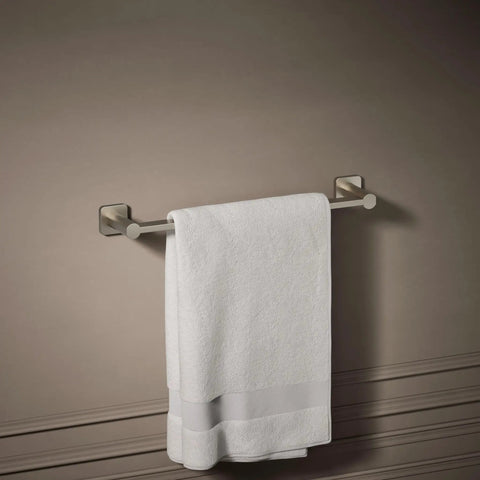 Parallel 18 Inch Towel Bar in Vibrant Brushed Nickel Finish for a Cool Modern Bathroom Vibe Durable Stainless Steel Wall Mounted Towel Holder with Clean Lines and Everyday Convenience
