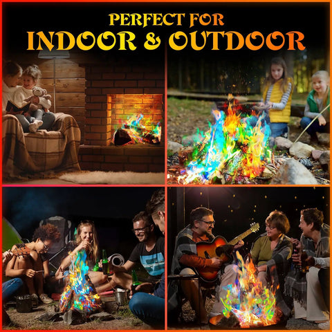 Color Changing Fire Packets For Fire Pit Bonfire And Camping Fun Indoor And Outdoor Flames Safe Self Contained Packets For Kids And Adults 12 Pack Great For Parties And Backyard Gatherings Lit Nights used indoors and outdoors.