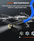 Triple Lens Borescope Pro Grade 1920P HD Endoscope with light in water showcasing IP67 waterproof feature for plumbing pros
