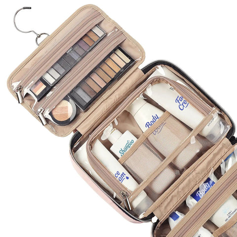 Open Travel Toiletry Bag For Women, Hanging Organizer For Travel Size Shampoos, Conditioners And Makeup Brushes