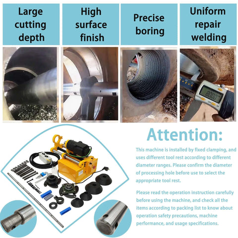 HayWHNKN portable precision boring machine, 110V, bore 55–260 mm, 150 cm bar, Amazon.