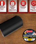 Waterproof Patch Seal Tape For Quick Leak Fixes, 6 Inch By 5 Foot Black, Flexible Silicone-Butyl Adhesive product view