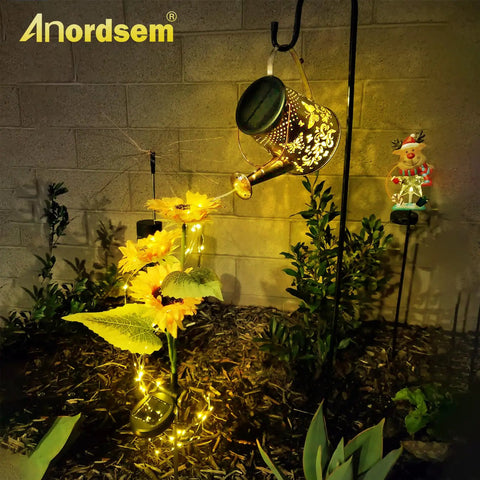 Solar Watering Can Butterfly Lantern With Hook Metal Outdoor Garden Light Waterproof IP65 Hanging Decor For Yard Patio Lawn Totally Perfect Gift For Women Moms Grandmas Christmas Birthdays glowing in the garden at night