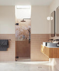 Frameless Shower Door Hinge With Enduroshield Glass Coating In Polished Brass For A 78 Inch Wide Shower Enclosure, 34.75 Inch High Glass Door Hardware, Built To Last With A Smooth Boss-Level Operation in bathroom shower