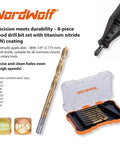 8-Piece HSS M2 Brad Point Wood Drill Bit Set With Titanium Nitride Coating 1/8 Inch Straight Shank and storage case image