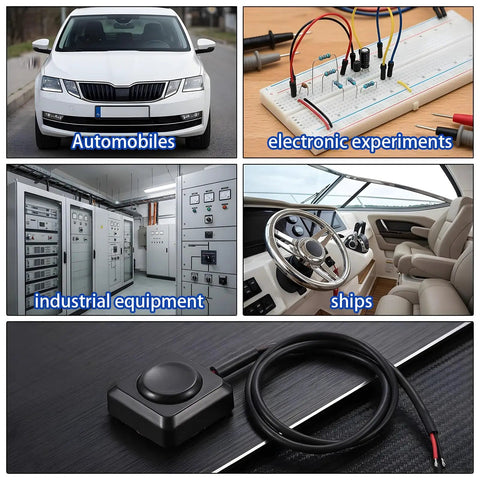 Four Pack Momentary Push Button Switches 12V 24V Surface Mount Instant Activation On Off Horn Button Set For Car Horns Industrial Control And Electronic Project Experiments, black wired button