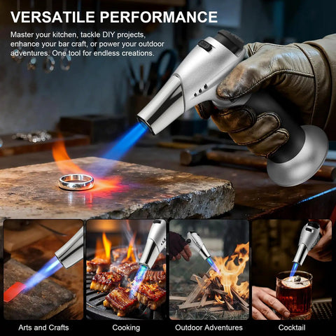 Badass Butane Kitchen Torch With Flip Toggle Safety Lock And Cushioned Grip Handle For Searing Steaks Blasting Sugar Toppings And Small Craft Jobs Delivers Straight Fire Heat That Turns Meal Prepping Into A Total Walk In The Park For Anyone