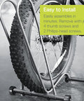 Rolling Bike Floor Stand for Mountain Fat Tire and Road Bikes with tool-free assembly in a freestanding design.
