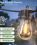 200Ft LED Outdoor String Lights with Remote Dimming Timer and 3 Lighting Modes 64 Shatterproof Edison Bulbs in rain