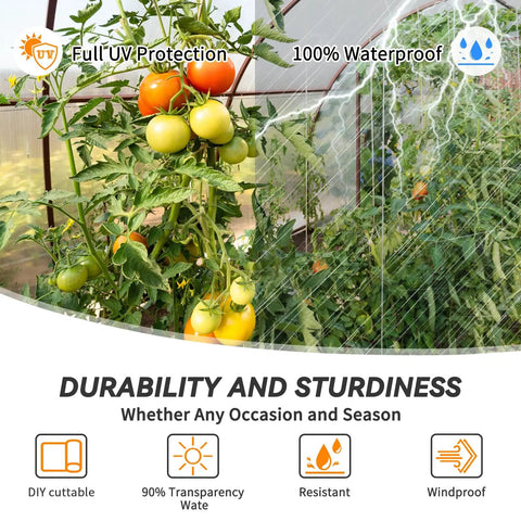 12 Ft By 25 Ft Greenhouse Plastic Film Cover, 6 Mil Clear Polyethylene Sheeting With UV Resistant Coating, Anti Drip And Anti Fog, Heavy Duty Garden And Farm Greenhouse Cover For Agriculture And Plant Growth