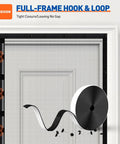 Heavy Duty Magnetic Screen Door 64x81 Inch Mesh That Fits 62x80 Inch Openings, Strong Magnet Seams For Hands Free Entry, Fiberglass Door Screen With Hook And Loop Closures For Sliding Or French Doors, Gray shown with full-frame hook and loop system.