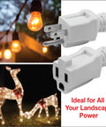 12 Foot Indoor Outdoor Extension Cord With 16 3 SJTW Heavy Duty Water And Weather Resistant Grounded 3 Prong Plug White 13A 125V