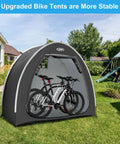Portable Outdoor Bike Storage Shed Tent made with 210D Oxford Fabric PU4000 waterproof coating and silver shield in garden.