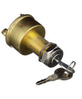 Beefy Three-Position Heavy Duty Boat Ignition Starter Switch With Brass Construction Fits Panels Up To One Inch, Three Terminals, Includes Two Keys