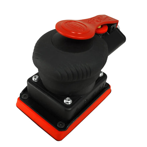 Onyx Jitterbug Random Orbit Air Palm Sander With Three By Four Inch Sandpaper Size And Three Thirty Second Inch Stroke Soft Grip