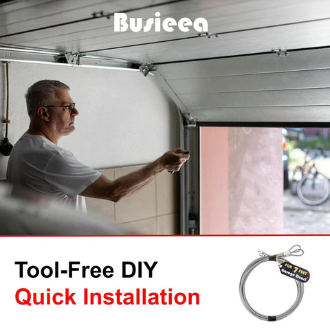 Person installing garage with 2 Pack 8.8 Ft Torsion Spring Garage Door Cable 1 Eighth Inch Diameter Heavy Duty 304 Steel